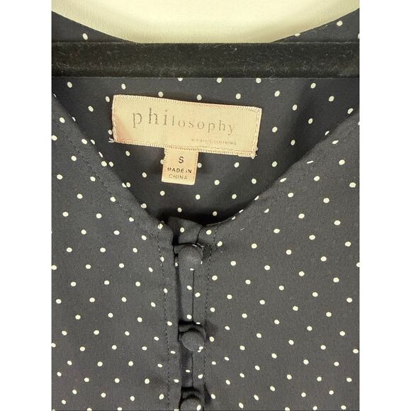 Philosophy Black Polka Dot Blouse- Size S - Picture 4 of 5